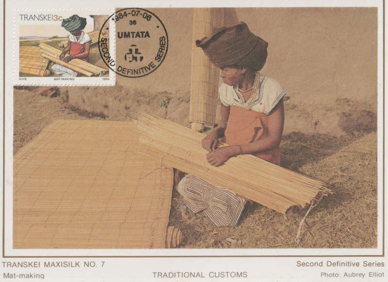 MINT SILK POST CARD/MAXI CARD TRANSKEI SA LIGHT MARKS