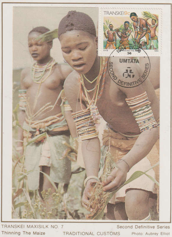 MINT SILK POST CARD/MAXI CARD TRANSKEI SA LIGHT MARKS