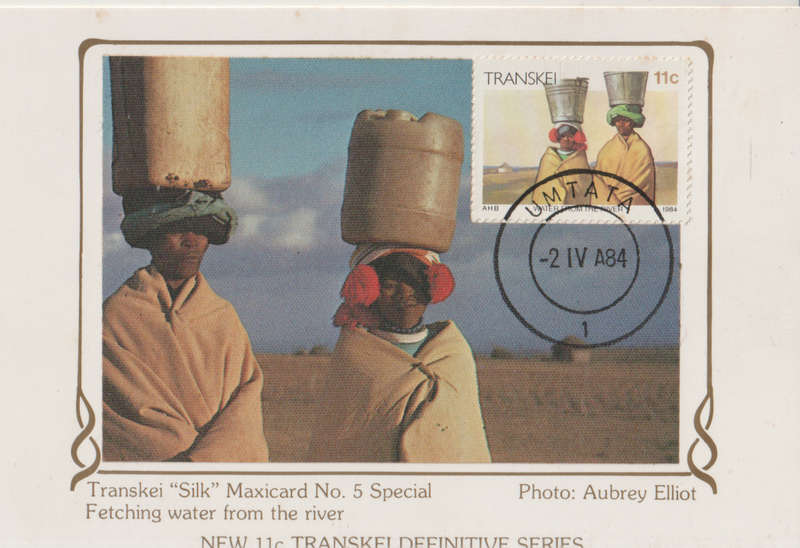 MINT SILK POST CARD/MAXI CARD TRANSKEI SA LIGHT MARKS