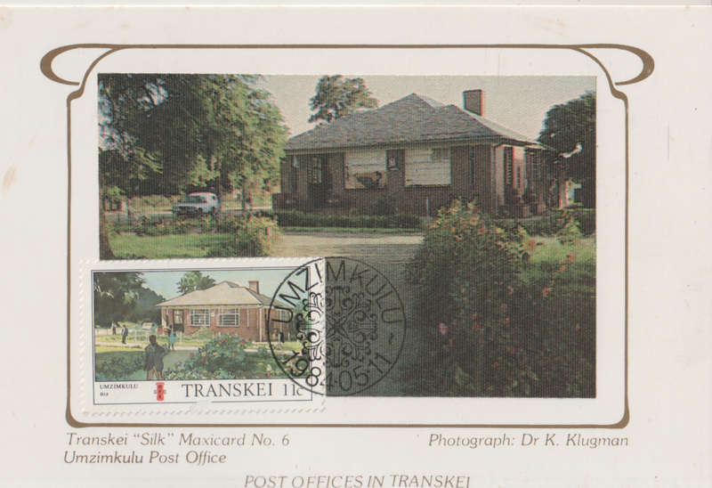 MINT SILK POST CARD/MAXI CARD TRANSKEI SA LIGHT MARKS