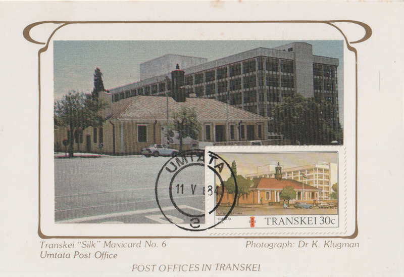 MINT SILK POST CARD/MAXI CARD TRANSKEI SA LIGHT MARKS