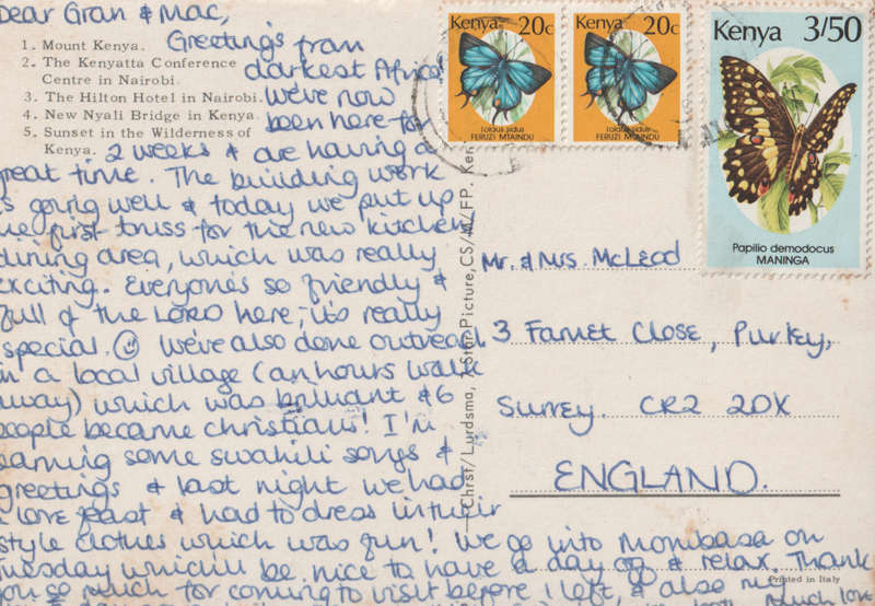 USED POST CARD KENYA