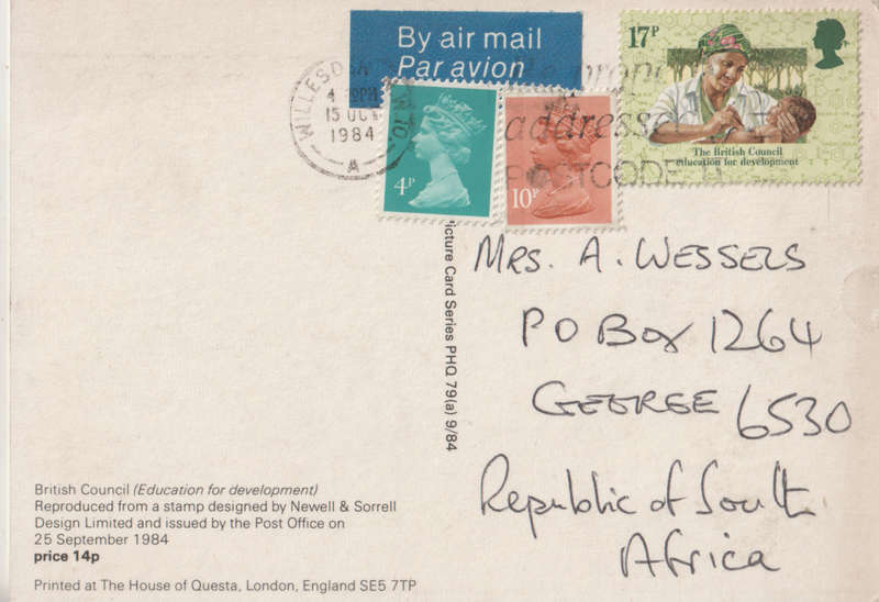 USED POST CARD ENGLAND
