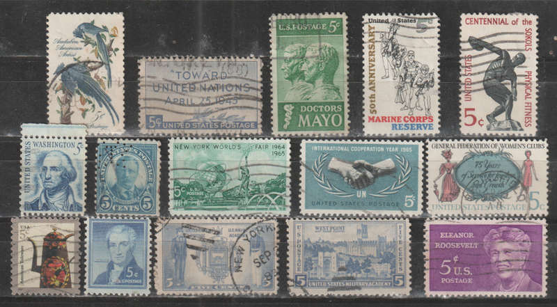 USA SELECTION BID PER STAMP TO TAKE ALL CARD EXCLUDED