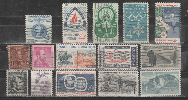 USA SELECTION BID PER STAMP TO TAKE ALL CARD EXCLUDED