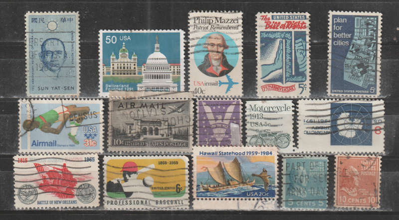 USA SELECTION BID PER STAMP TO TAKE ALL CARD EXCLUDED