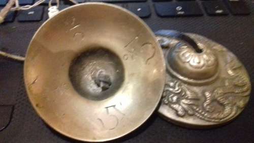 Tingsha Tibetan Bell (Chime) with Two Auspicious Tibetan 'Naga' Dragons