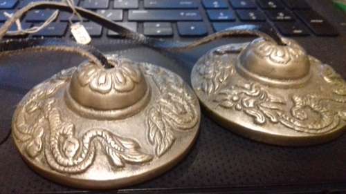 Tingsha Tibetan Bell (Chime) with Two Auspicious Tibetan 'Naga' Dragons