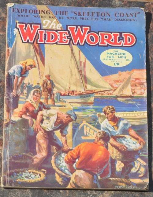 THE WIDE WORLD British magazine for Men 1954 sold in ZA - very fine condition, spine some wear