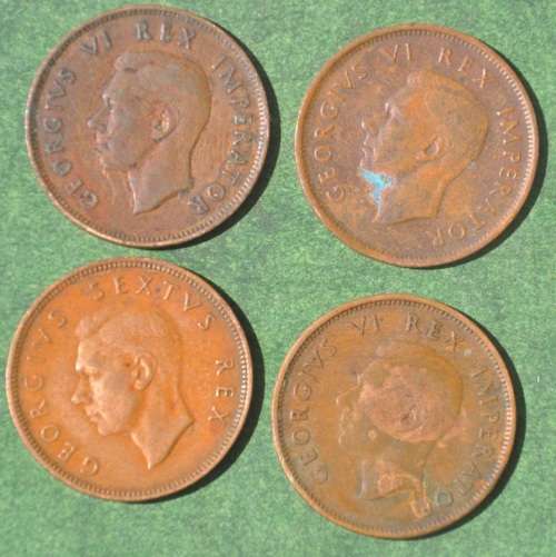 R1 Auction!!! - Union of South Africa  HALF PENNY COLLECTION  1942 (2x) 1945 1950 YOUR BID FOR ALL
