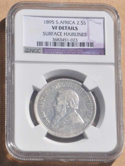 2.5 Shillings 1895 Half Crown Z.A.R  NGC VF DETAILS - TOP INVESTMENT - SUPERB NUMISMATIC COLLECTIBLE
