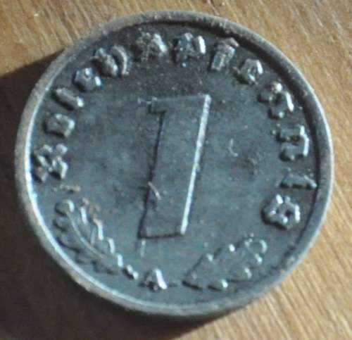 DEUTSCHES REICH 1 REICHSPFENNIG 1943 A - Rare German 100% Zinc Coin ORIGINAL THIRD REICH COLLECTIBLE