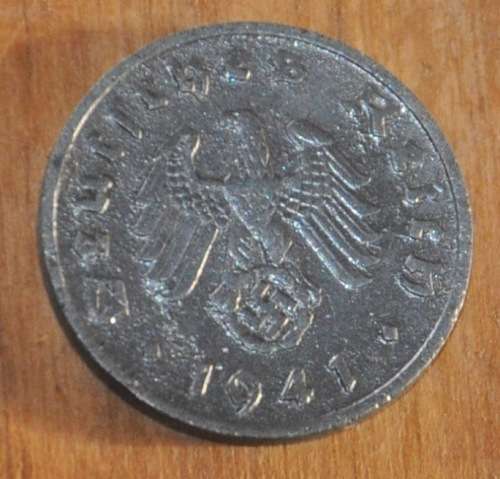 DEUTSCHES REICH 1 REICHSPFENNIG 1941 A - Rare German 100% Zinc Coin ORIGINAL THIRD REICH COLLECTIBLE