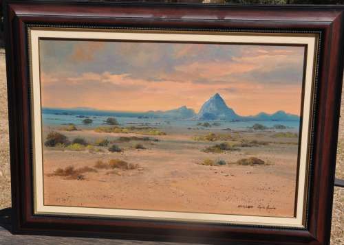 LOUIS AUDIE - SPITZKOPPE - large oil on canvas, framed - South African Artist (1935-2015)   PICK UP