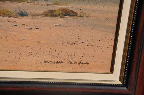 LOUIS AUDIE - SPITZKOPPE - large oil on canvas, framed - South African Artist (1935-2015)   PICK UP