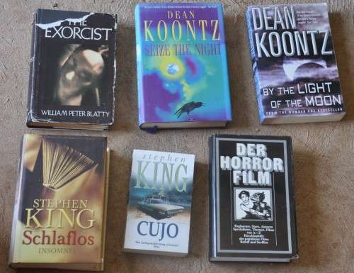 DEMANDING JOB LOT OF COLLECTIBLE HORROR BOOKS - English and German editions (view photo & read text)