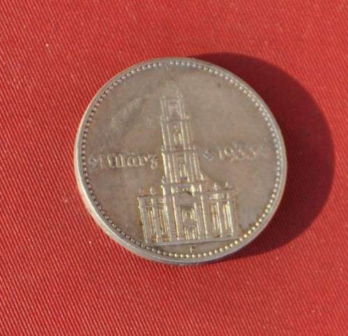 DEUTSCHES REICH - 2 REICHSMARK 1934 F CHURCH DATE - 62.5% Ag - rare German numismatic collectible