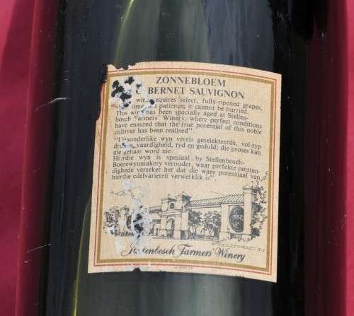 ZONNEBLOEM CABERNET SAUVIGNON 1979 MAGNUM  originally corked, professionally stored PICK UP POSSIBLE