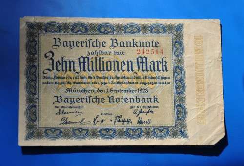 DEUTSCHES REICH 10 Millionen Mark 1923 Bayerische Staatsbank *VF* GERMAN EMPIRE/GERMANY