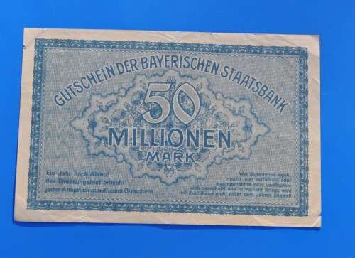DEUTSCHES REICH 50 Millionen Mark 1923 Bayerische Staatsbank *EF* GERMAN EMPIRE/GERMANY
