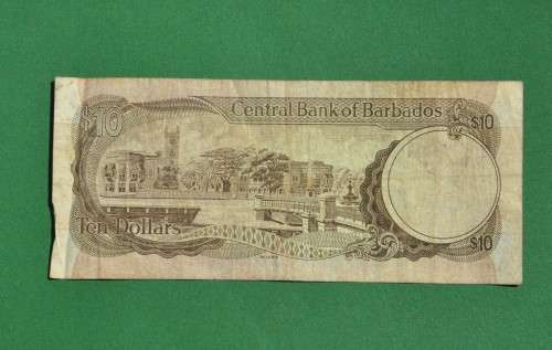 BARBADOS 10 Dollars (no year), prefix C2 ***VF*** VERY RARE BANKNOTE