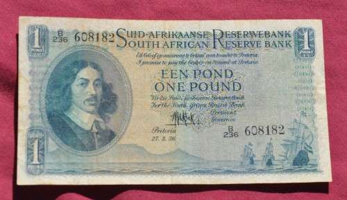 1 Pound 1956, prefix B236, A/E, MH de Kock, third issue ***VF***