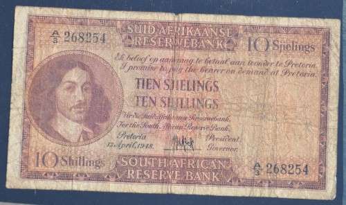 10 Shillings 1948, prefix A/3, A/E, MH de Kock, 2nd  issue ***F***