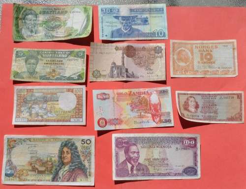 VERY LUCRATIVE BANKNOTE COLLECTION South Africa Norway Swaziland Kenya France Namibia Madagascar Egy