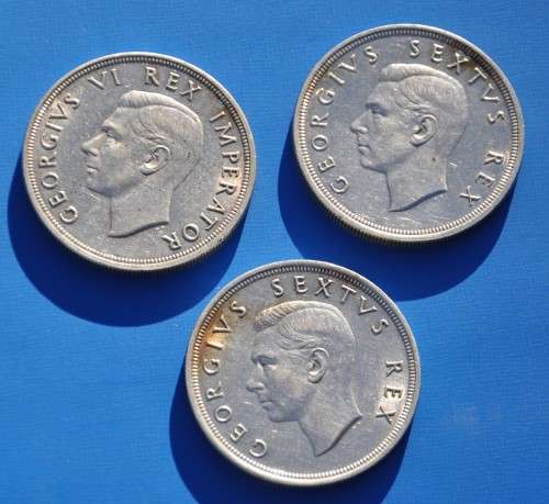 3x Crowns 1947 1948 1949 80% Silver ***almost UNC*** lucrative investment - your bid for the lot