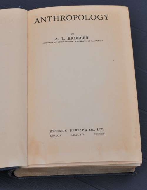 ANTHROPOLOGY  by A.L. Kroeber [first edition 1923]