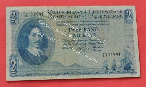 2 Rand 1962 R2, prefix Y3, A/E, G Rissik, 1st issue, rare replacement note VERY COLLECTIBLE CONDITIO