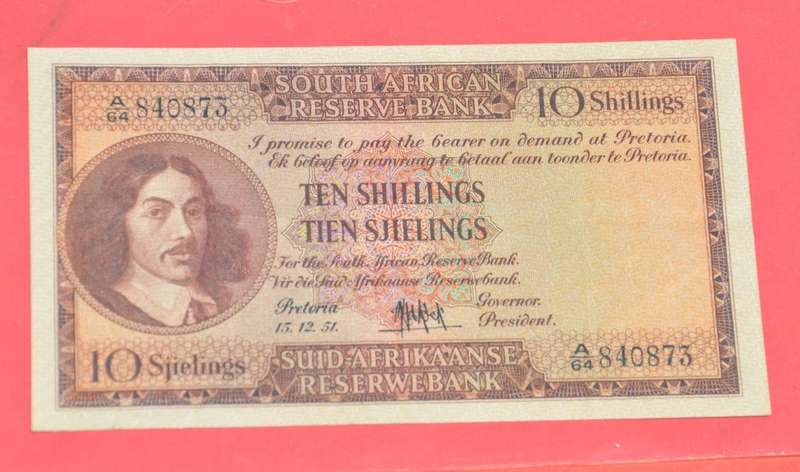 10 Shillings 1951, prefix A/64, E/A, MH de Kock, 3rd issue - Condition!!
