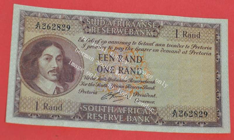 1 Rand 1962, prefix A/71, A/E, G Rissik, 1st issue
