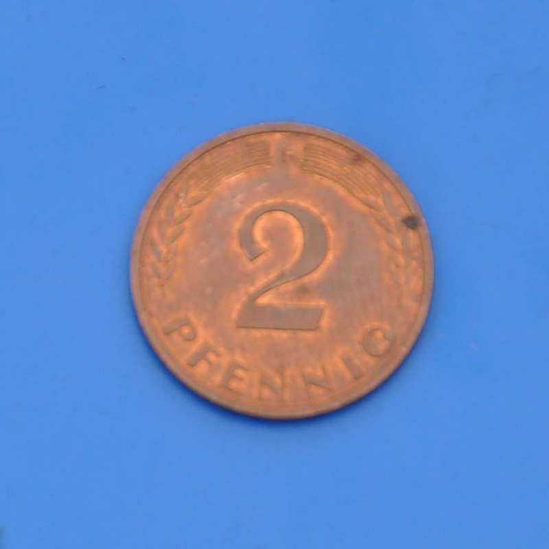 GERMANY / DEUTSCHLAND 2 Pfennig 1969 F - magnetic, popular coin