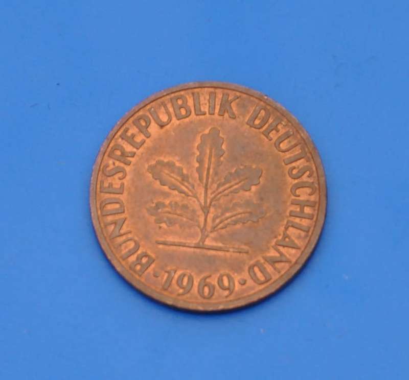 GERMANY / DEUTSCHLAND 2 Pfennig 1969 F - magnetic, popular coin