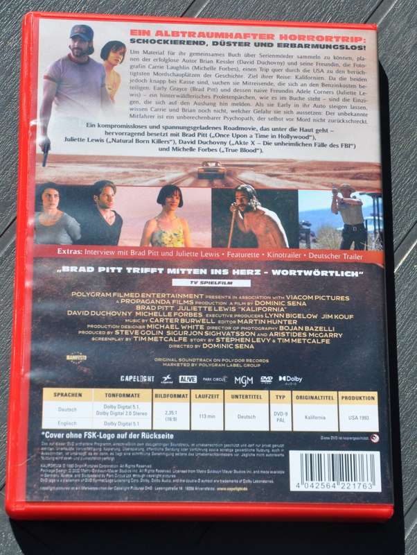 BRAD PITT Kalifornia JULIETTE LEWIS , original DVD, rare movie - only watched once