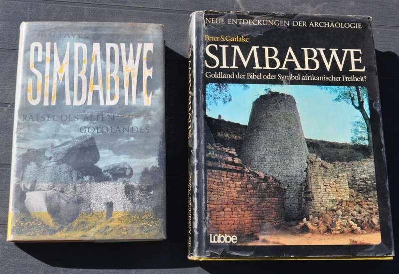 2 vintage reference books on SIMBABWE (Goldland) - archeological studies, German translations