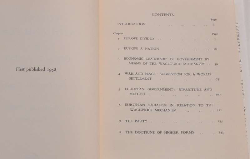 EUROPE: FAITH AND PLAN by Sir Oswald Mosley [1958]