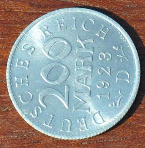 DEUTSCHES REICH 200 Mark 1923 D - Rare German Coin aUNC - SCARCE IN THIS TOP CONDITION