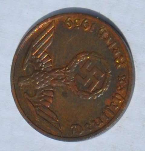 DEUTSCHES REICH - 1 REICHSPFENNIG 1939 F - rare German Third Reich numismatic collectible