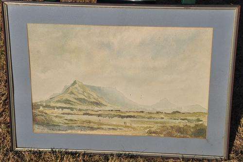 Vintage Print DEVIL'S PEAK TOWARDS TABLE MOUNTAIN, framed - PICK UP POSSIBLE