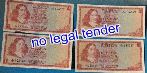 Four  R1 bank notes TW de JONGH 1st issue - VF