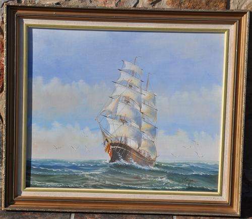 LONGMAN (South African artist?) magnificient HISTORICAL SHIP