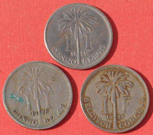 Top BELGIAN CONGO Collection - all of them 1 Francs coins