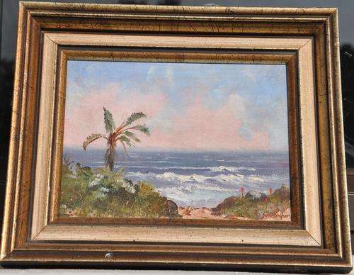 ORIGINAL OIL ON BOARD PAINTING by J. Whittingham COASTAL LANDSCAPE