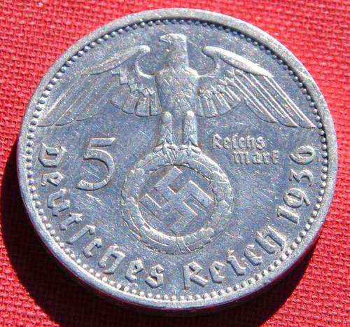 DEUTSCHES REICH - 5 REICHSMARK 1936 A - Rare German 90% Ag Silver Coin in excellent condition