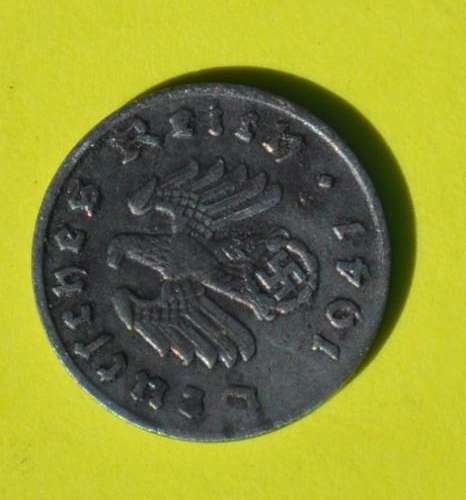 DEUTSCHES REICH - 1 REICHSPFENNIG 1941 D - Rare German 100% Zinc Coin TOP NUMISMATIC COLLECTIBLE