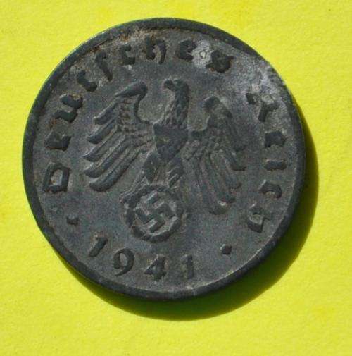 DEUTSCHES REICH - 1 REICHSPFENNIG 1941 F - Rare German 100% Zinc Coin TOP NUMISMATIC COLLECTIBLE