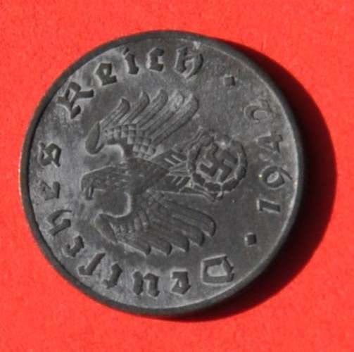 DEUTSCHES REICH - 1 REICHSPFENNIG 1942 F - Rare German 100% Zinc Coin TOP NUMISMATIC COLLECTIBLE