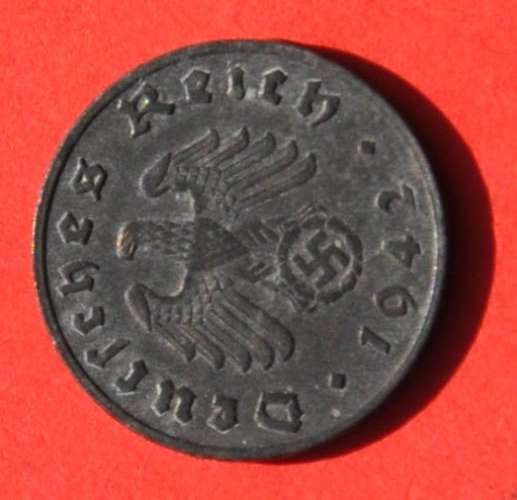 DEUTSCHES REICH - 1 REICHSPFENNIG 1942 G - Rare German 100% Zinc Coin TOP NUMISMATIC COLLECTIBLE